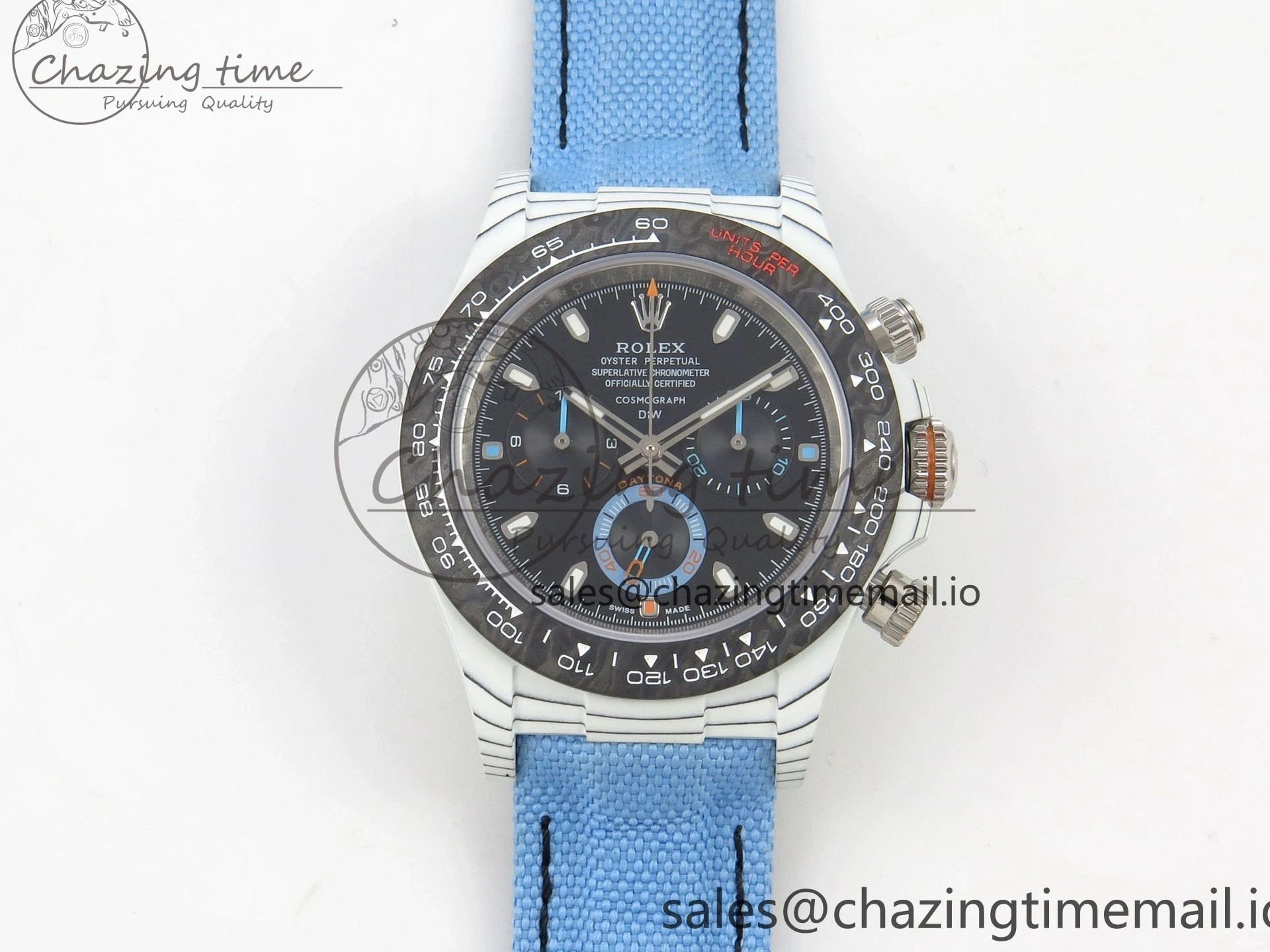 MiroTime 0403 Attractive Daytona DIW Carbon Case and Bezel DIWF Edition Black Dial on Blue Nylon Strap A 71